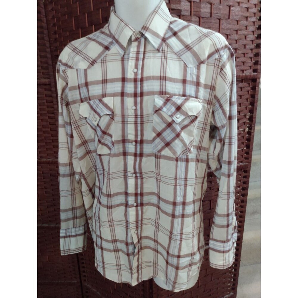 Vintage Dale's Western Shirt Plaid Pearl Snaps Men's Large Cowboy USA